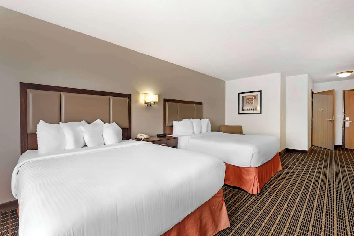 standard room, 2 queen beds, accessible, refrigerator & microwave | pillow-top beds, iron/ironing board, wifi, bed sheets