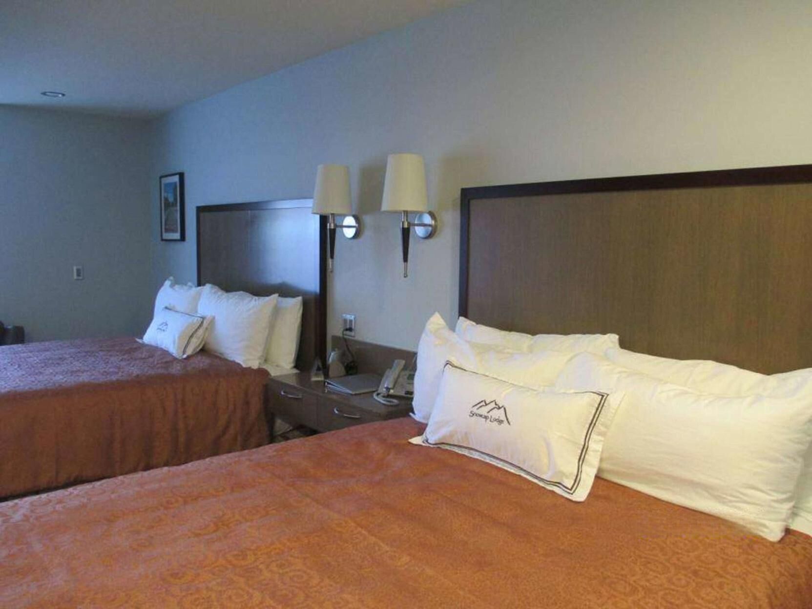 Premium bedding, down comforters, desk, blackout drapes