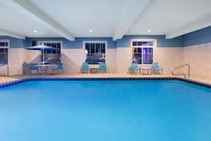 Indoor pool, open 8:00 AM to 10:00 PM, sun loungers