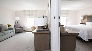 Suite, 1 King Bed, Accessible, Non Smoking | Living room | 48-inch flat-screen TV with satellite channels, TV
