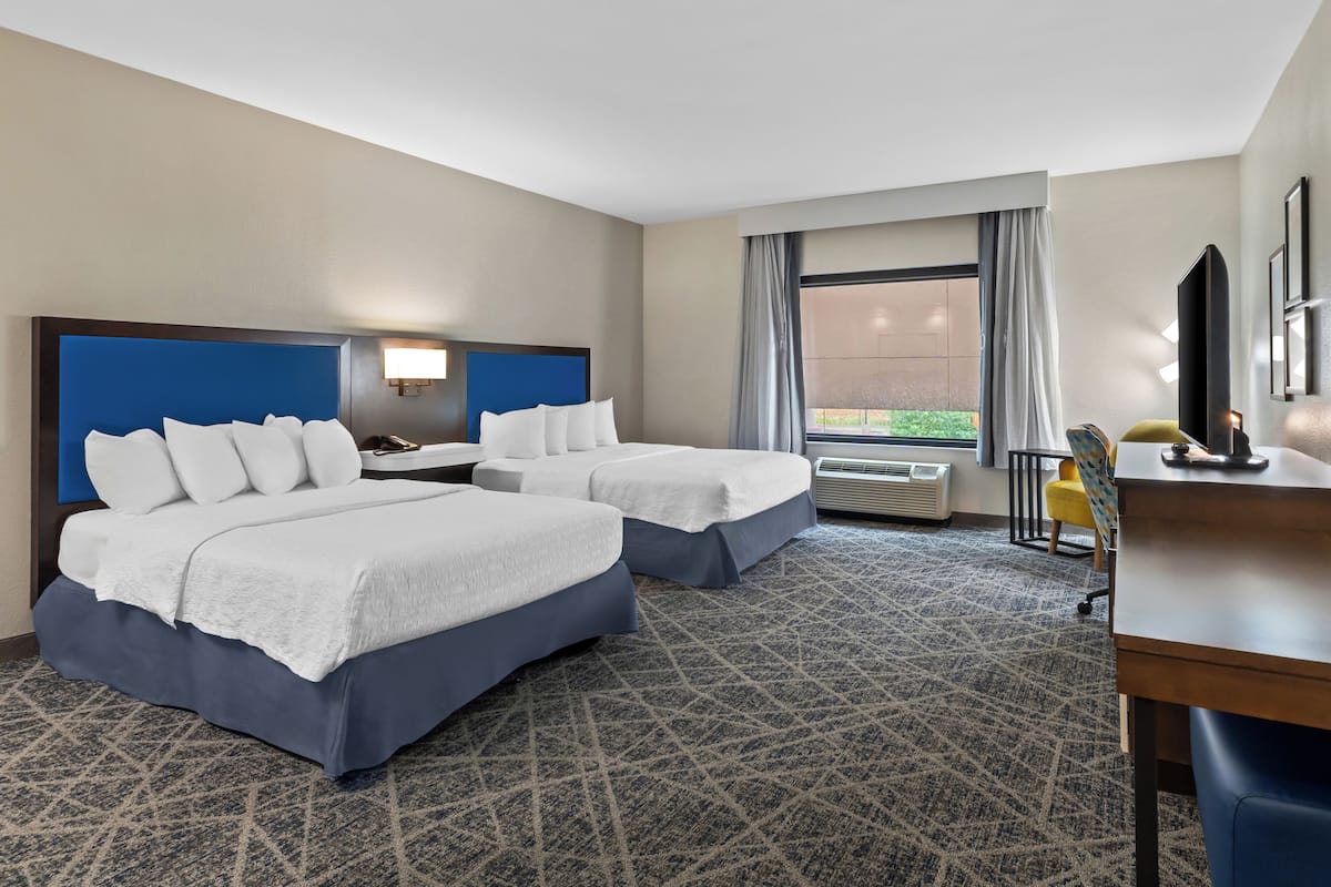 Room, 2 Queen Beds, Accessible, Non Smoking | Pillowtop beds, in-room safe, desk, blackout drapes