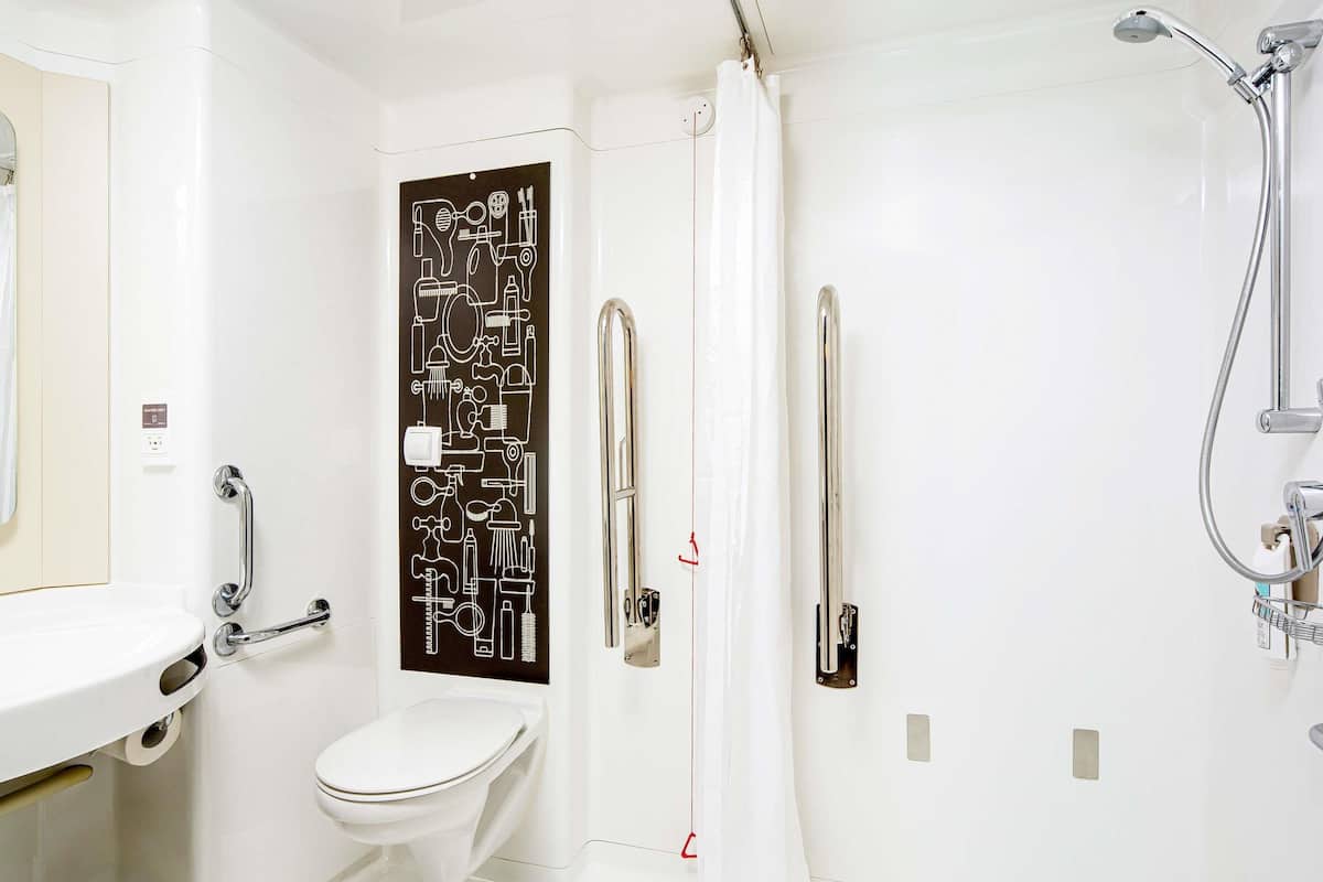 Desk, blackout drapes, soundproofing, iron/ironing board