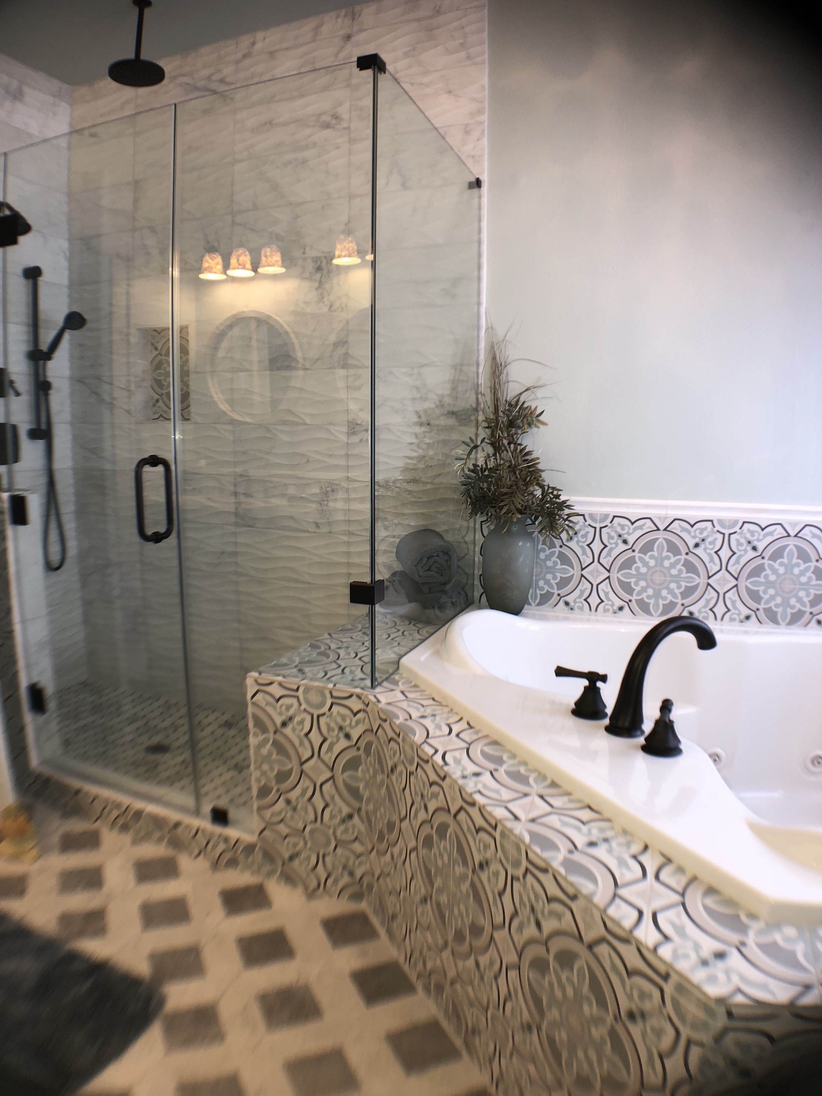Designer toiletries, hair dryer, towels, soap