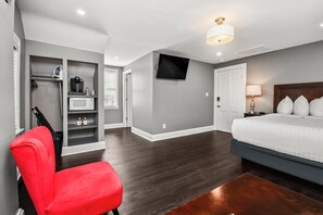 37-inch flat-screen TV with cable channels, TV
