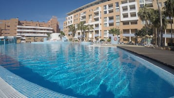 Indoor pool, outdoor pool, sun loungers
