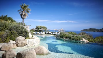 Outdoor pool, open 8:00 AM to 8:00 PM, pool umbrellas, pool loungers