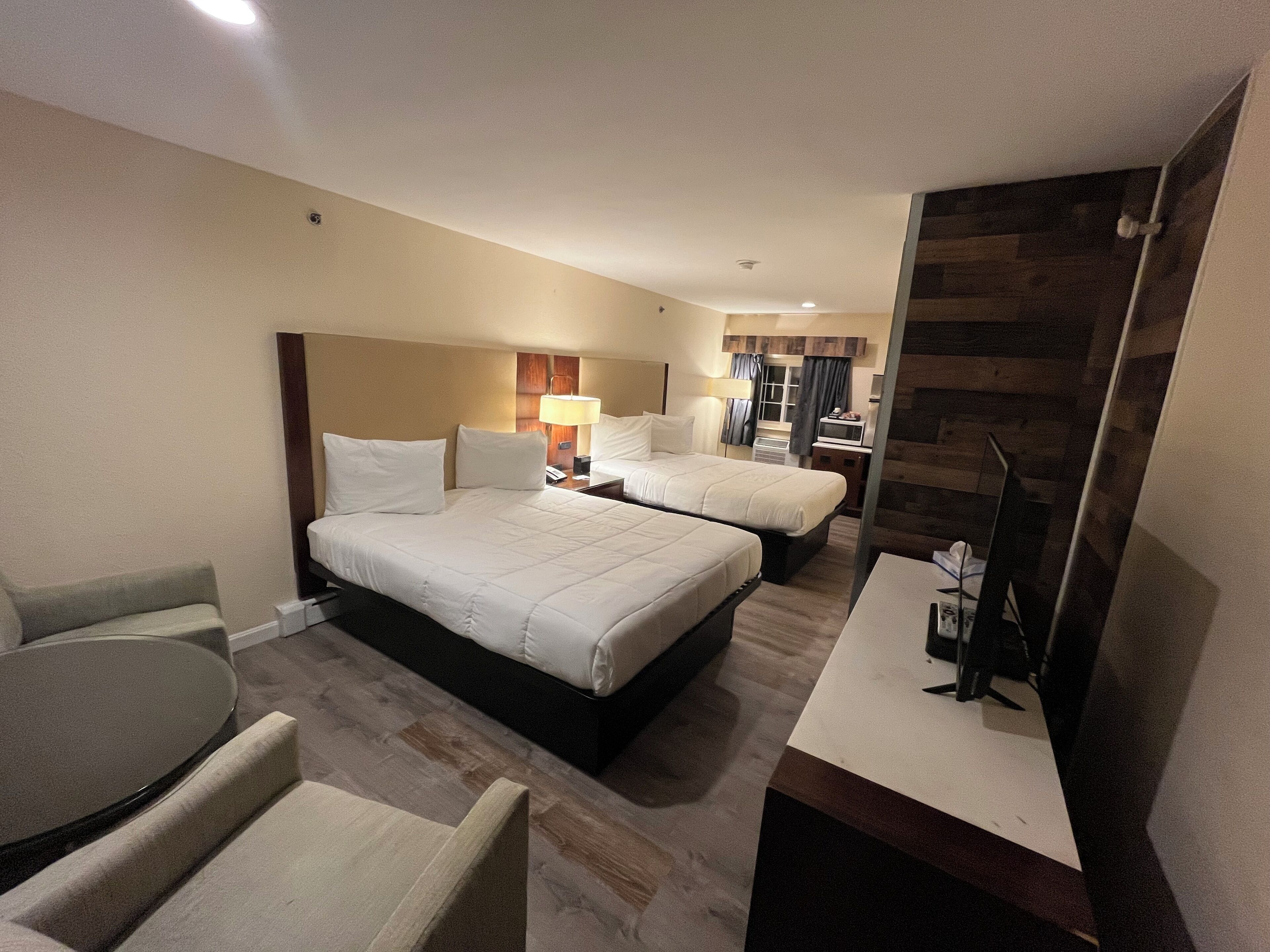 Double Room, 2 Double Beds | Desk, blackout drapes, iron/ironing board, free WiFi