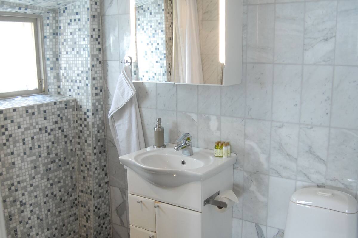 superior double or twin room | bathroom | shower, designer toiletries, hair dryer, towels