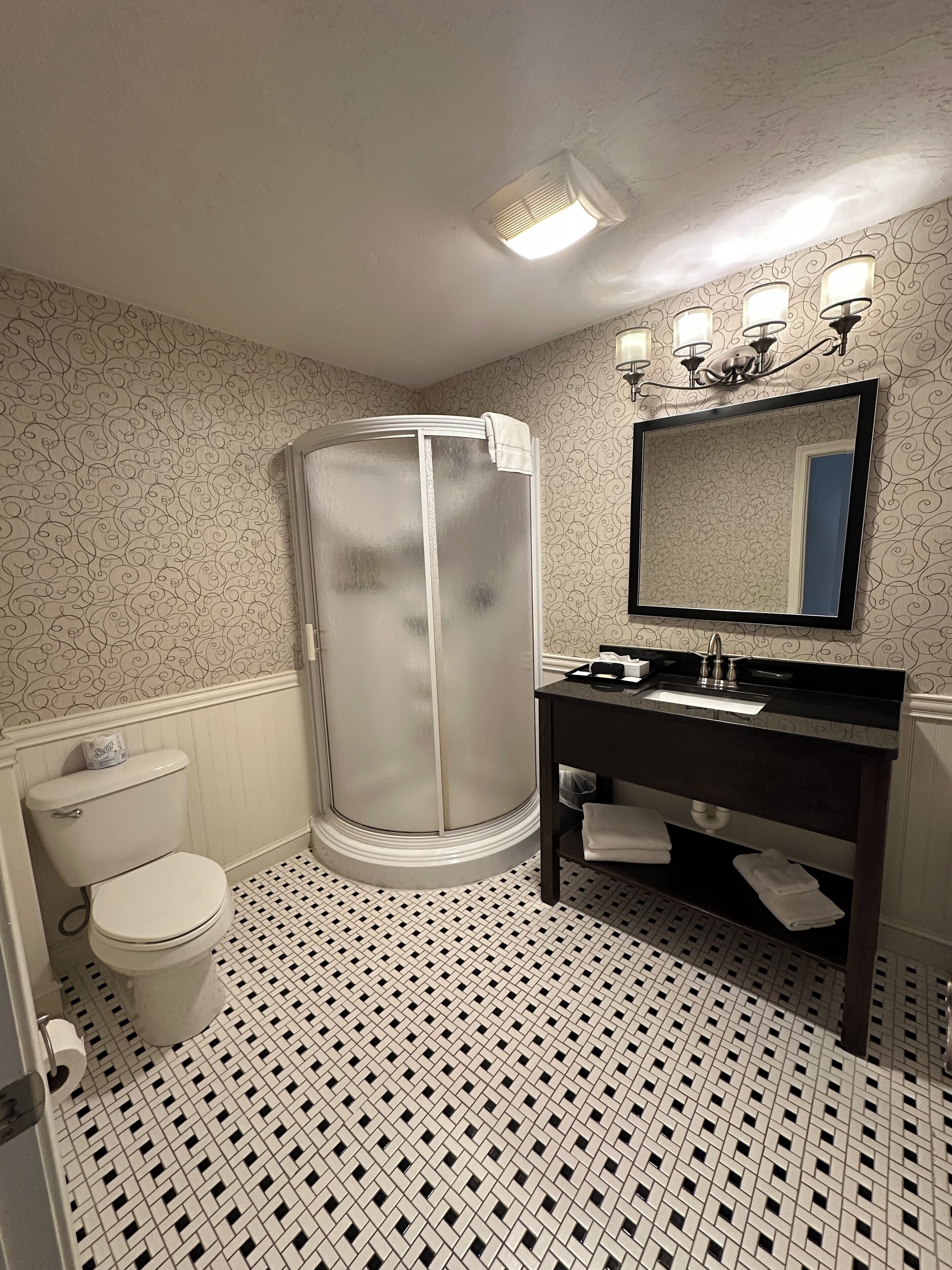 standard single room, 1 king bed with sofa bed | bathroom | free toiletries, hair dryer, towels