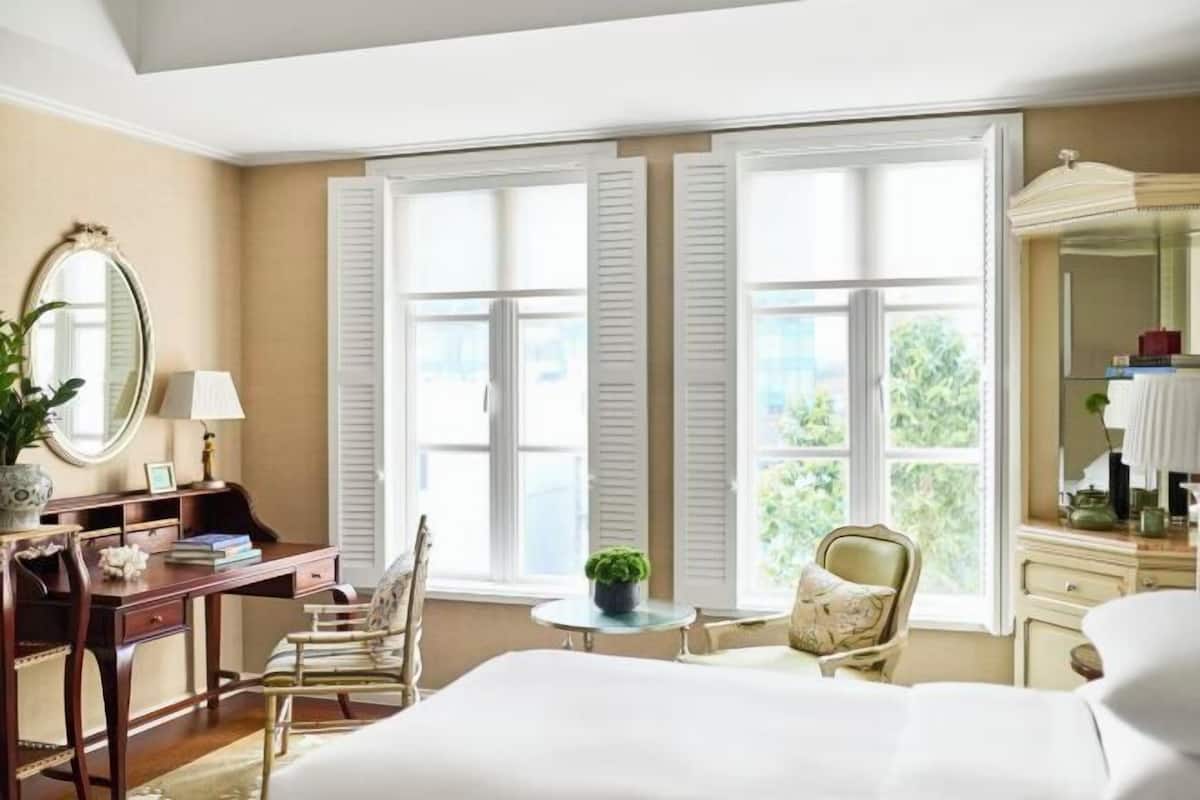 Hypo-allergenic bedding, minibar, in-room safe, desk
