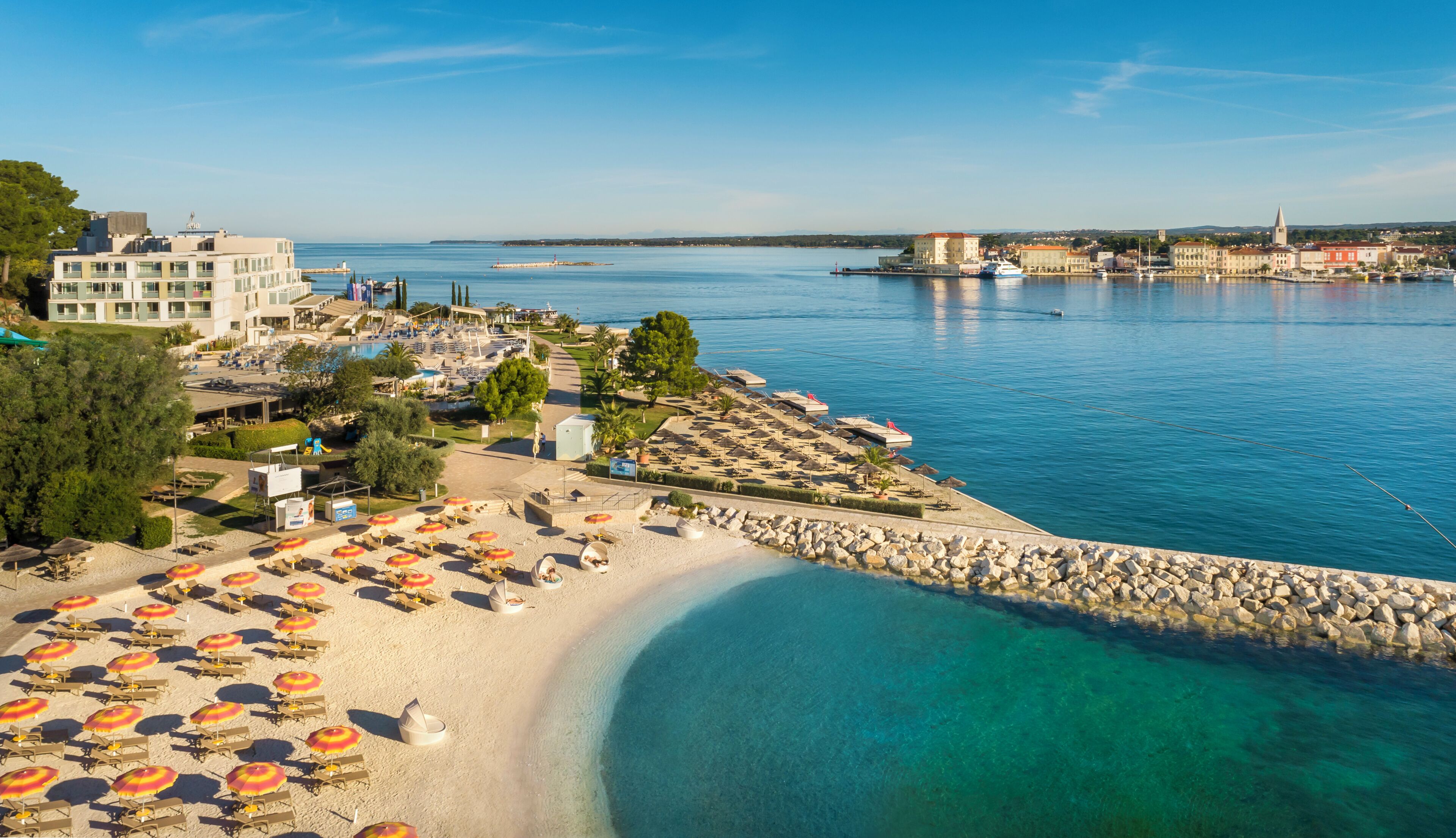 On the beach, free beach cabanas, sun loungers, beach volleyball