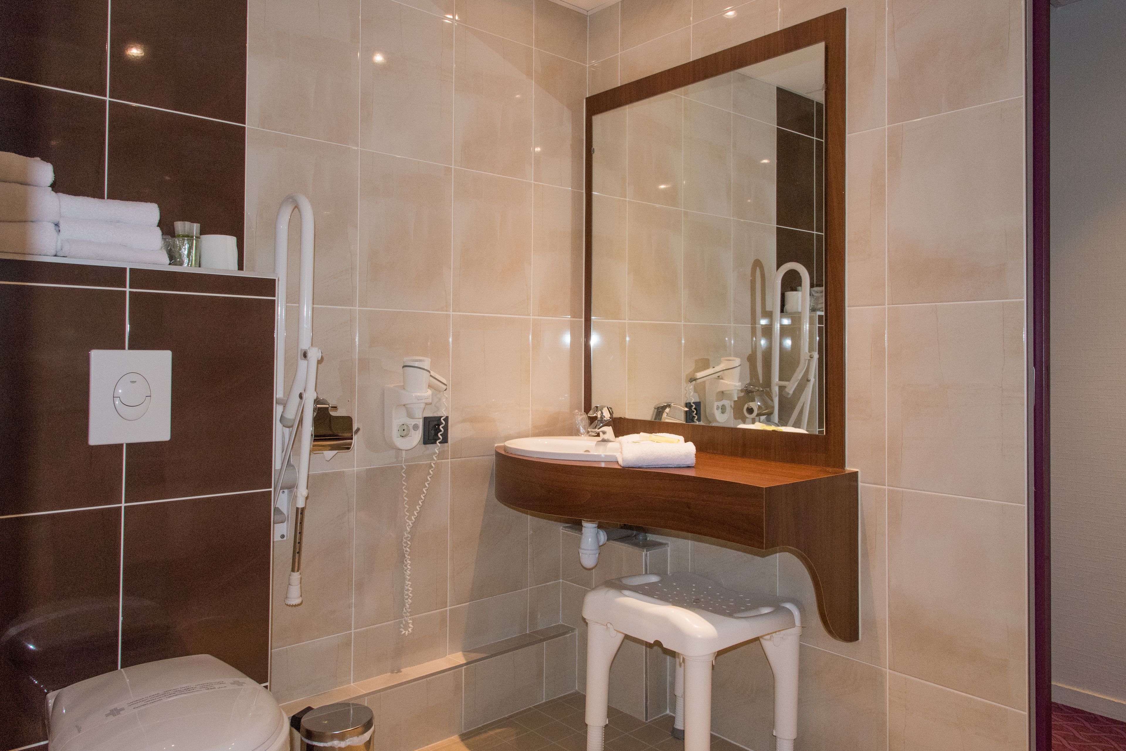 free toiletries, hair dryer, towels