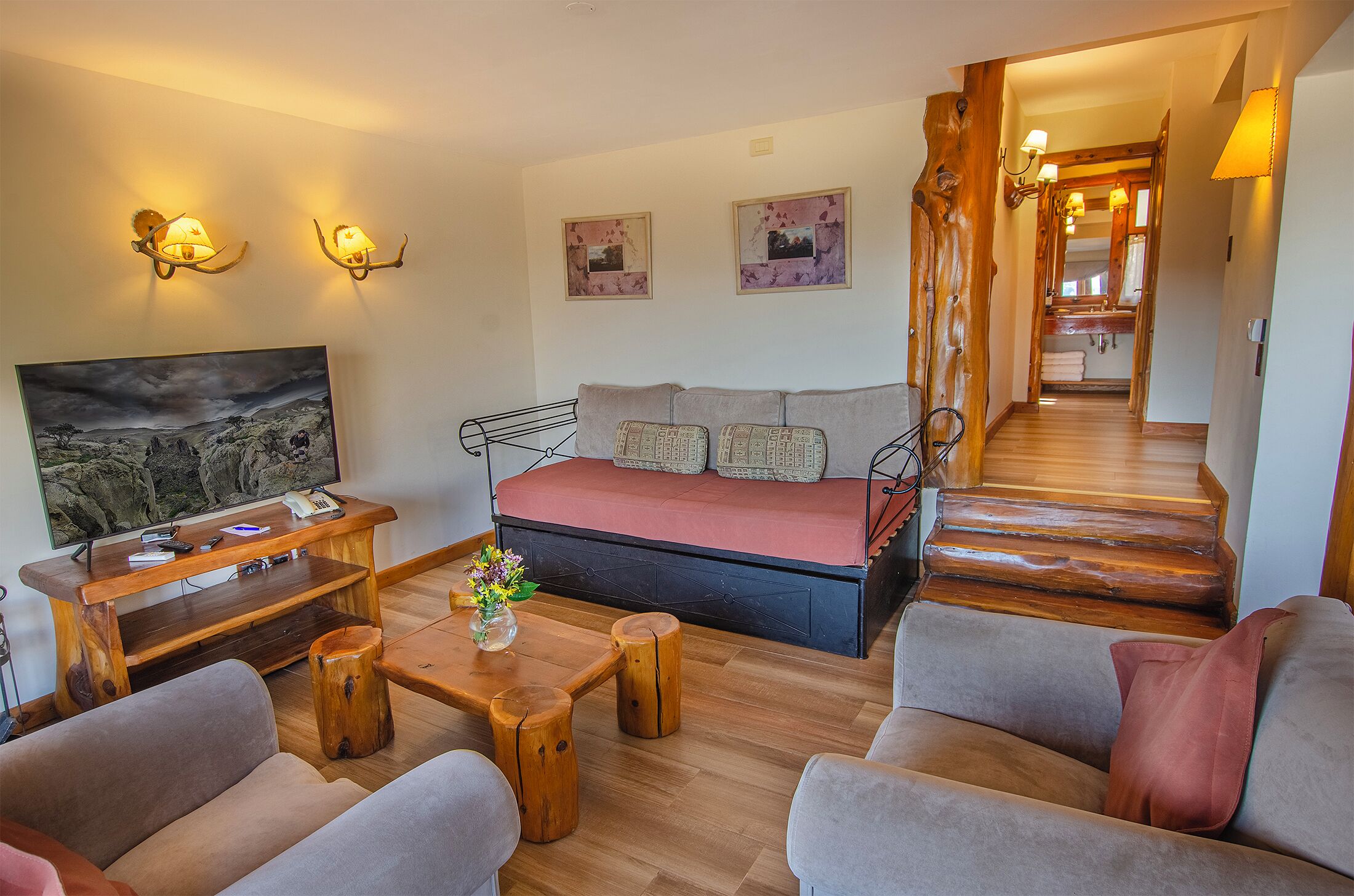 family suite, kitchen, lake view | living room | 42-inch plasma tv with cable channels, tv, fireplace