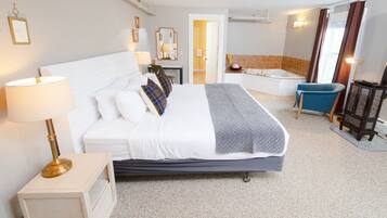 Deluxe-huone, 1 suuri parisänky, poreamme, näköala puutarhaan | Ylelliset vuodevaatteet, yksilöllisesti sisustettu, pimennysverhot