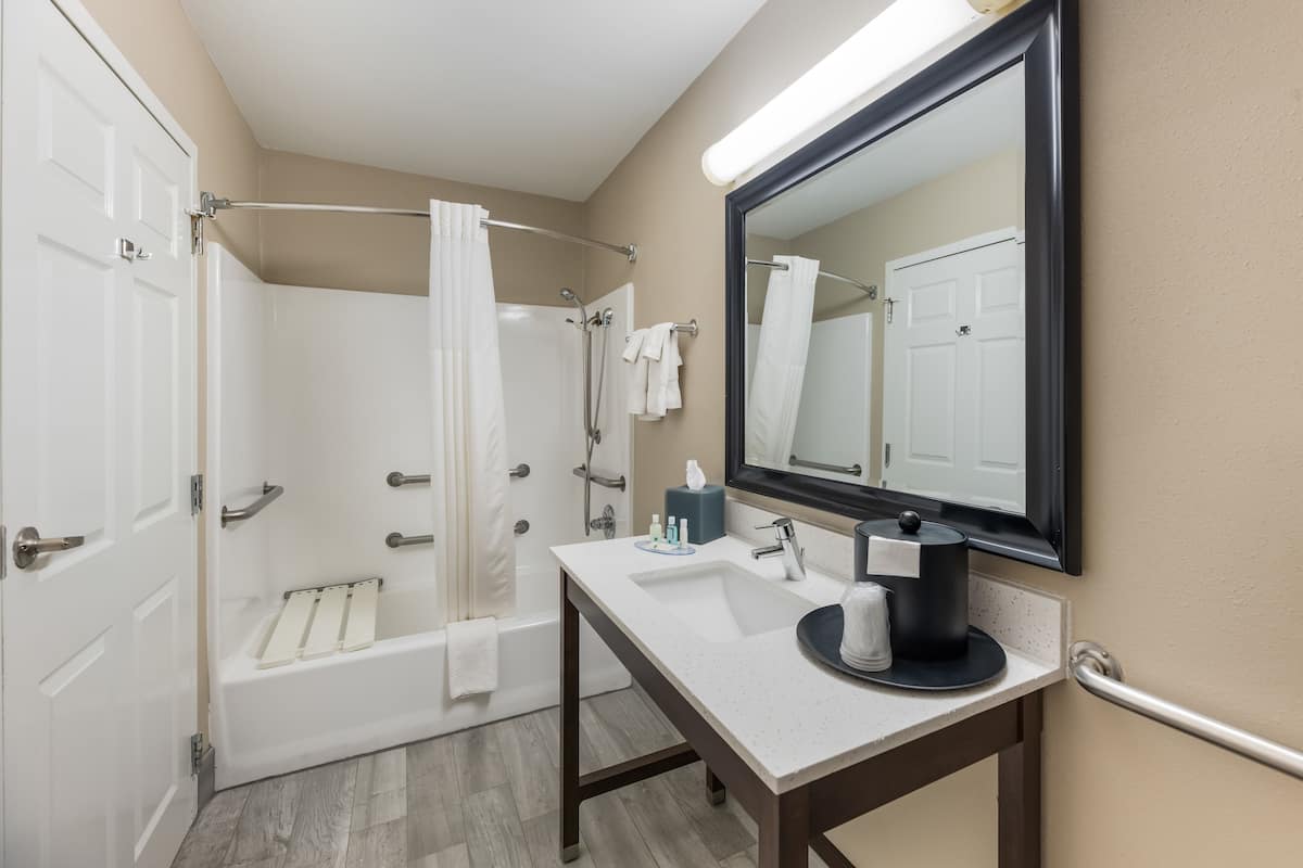 room, 1 king bed, accessible, non smoking | bathroom | free toiletries, hair dryer, towels