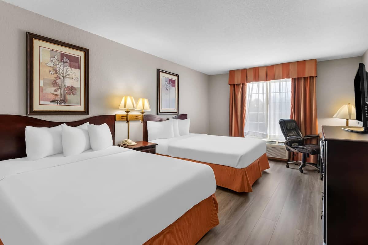 Room, 2 Queen Beds, Non Smoking | Premium bedding, down comforters, desk, laptop workspace