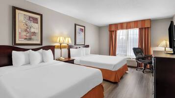 Room, 2 Queen Beds, Non Smoking | Premium bedding, down duvets, desk, laptop workspace