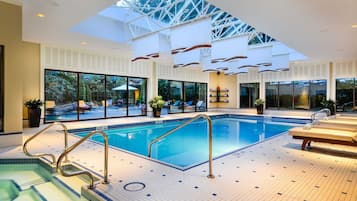 Indoor pool, open 7:00 AM to 10:00 PM, sun loungers