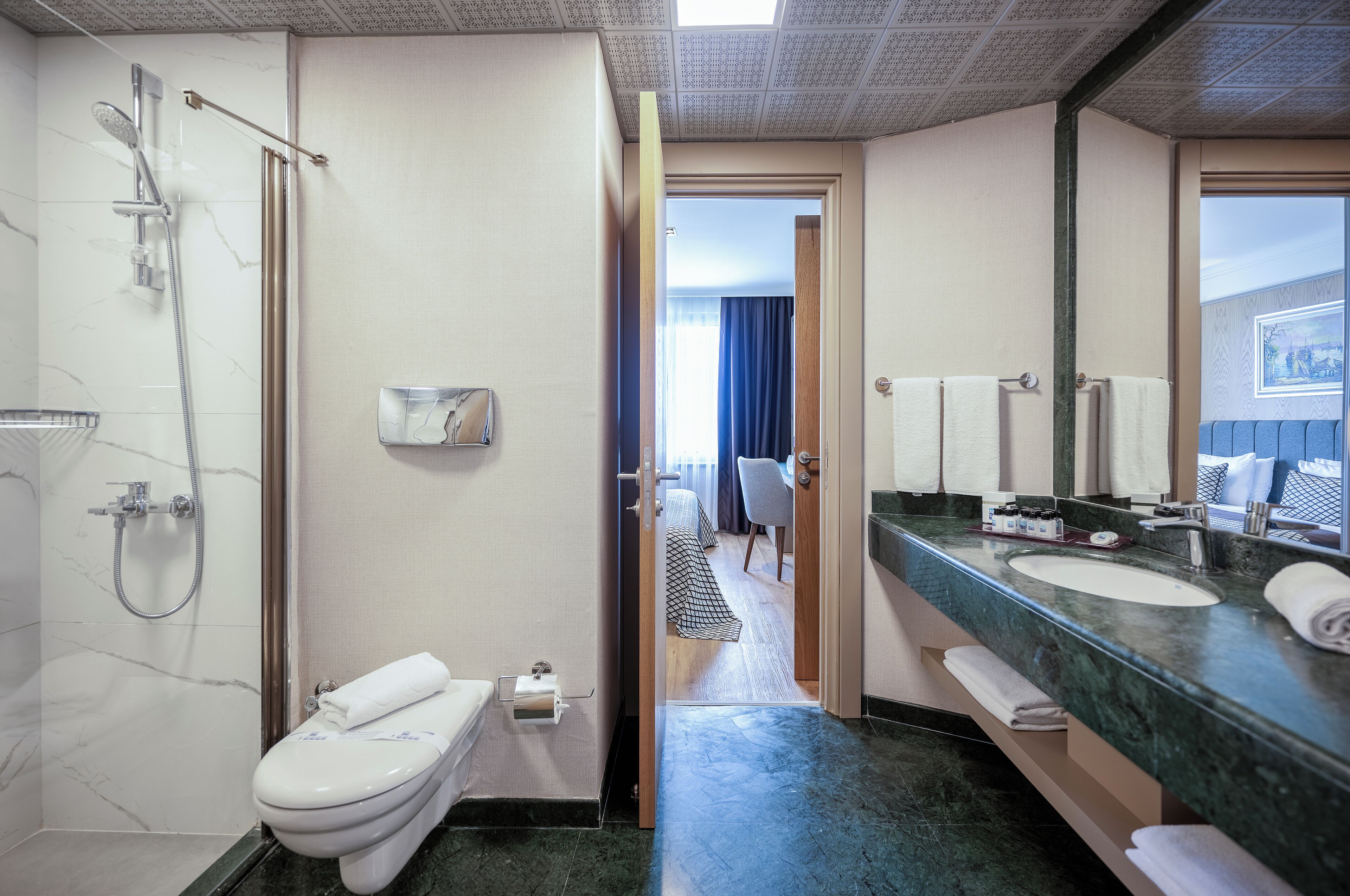 family room | bathroom | free toiletries, hair dryer, towels