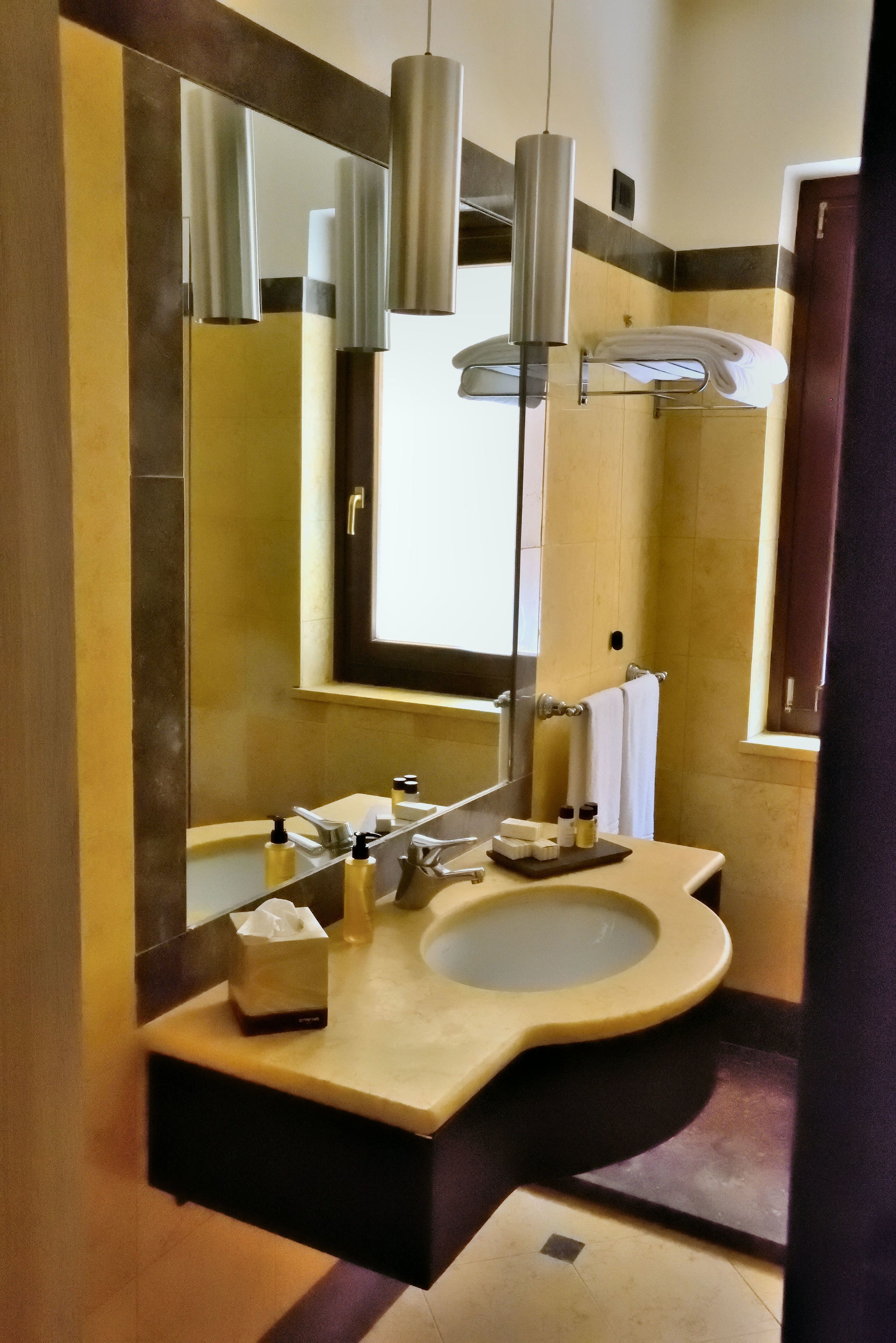 free toiletries, hair dryer, bidet, towels