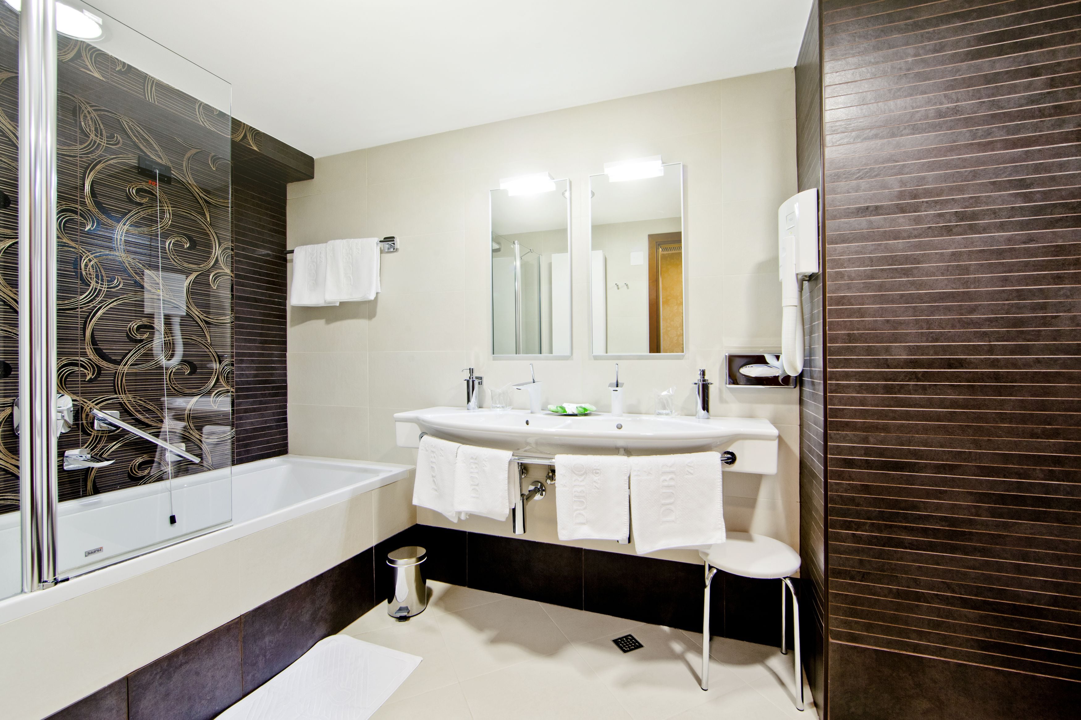 free toiletries, hair dryer, bidet, towels