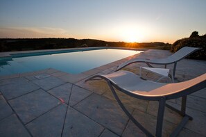 Outdoor pool, pool loungers