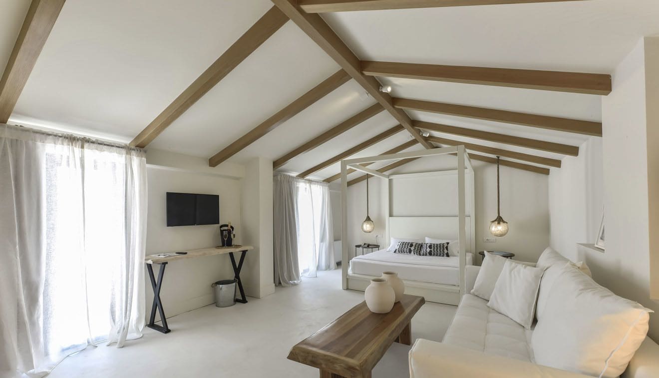 master suite with jetted tub & sea view  | living area | led tv