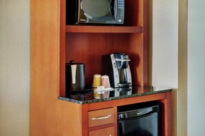 Fridge, microwave, coffee/tea maker