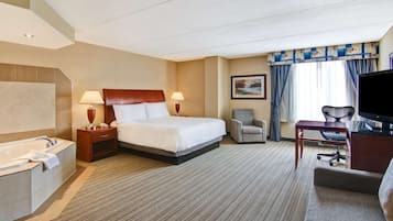 One King Bed, Non-Smoking, with Jetted Tub | Premium bedding, pillowtop beds, desk, blackout drapes