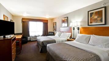 Desk, blackout drapes, soundproofing, iron/ironing board