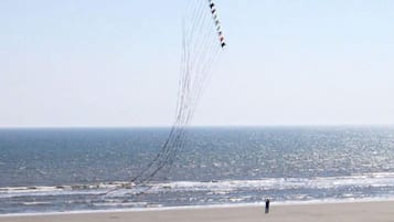 On the beach, fishing