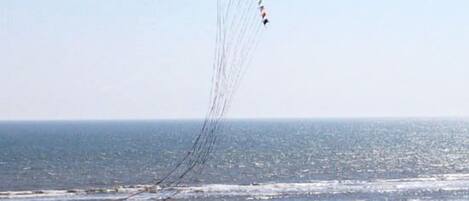 On the beach, fishing