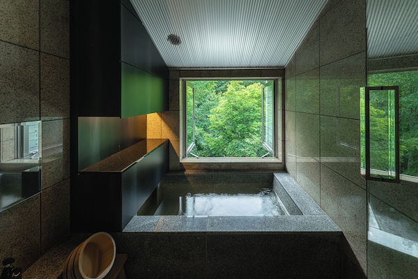 Junior Suite with Semi-Open-Air Onsen | Bathroom | Separate tub and shower, spring water tub, free toiletries, hair dryer