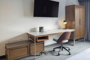 Down comforters, pillowtop beds, in-room safe, desk