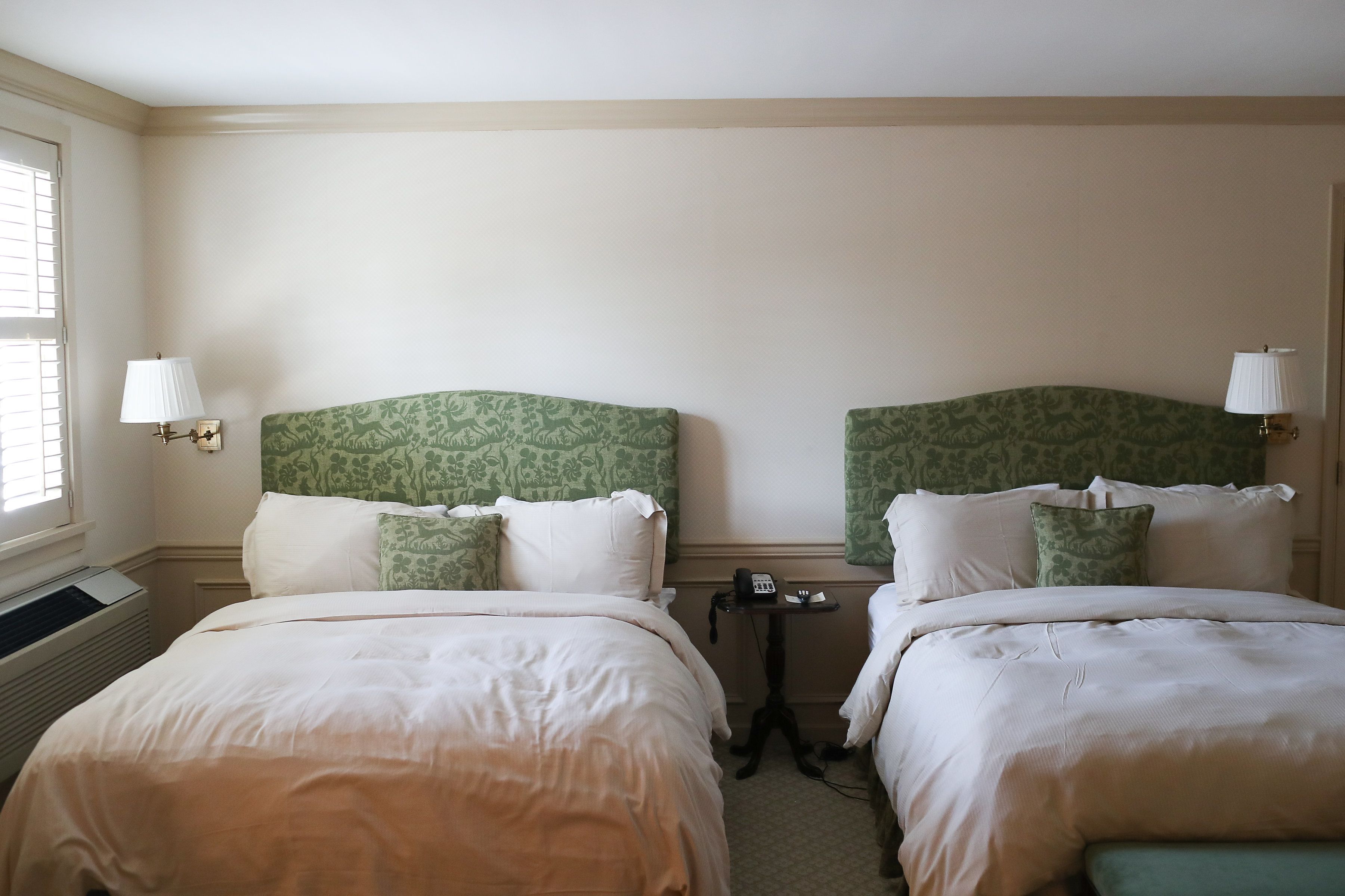 classic double room, 2 queen beds | premium bedding, desk, iron/ironing board, rollaway beds