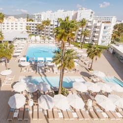 Indoor pool, outdoor pool, pool umbrellas, pool loungers