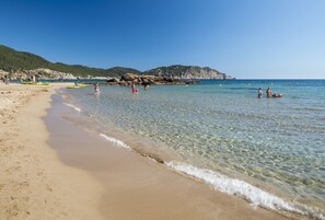 On the beach, white sand
