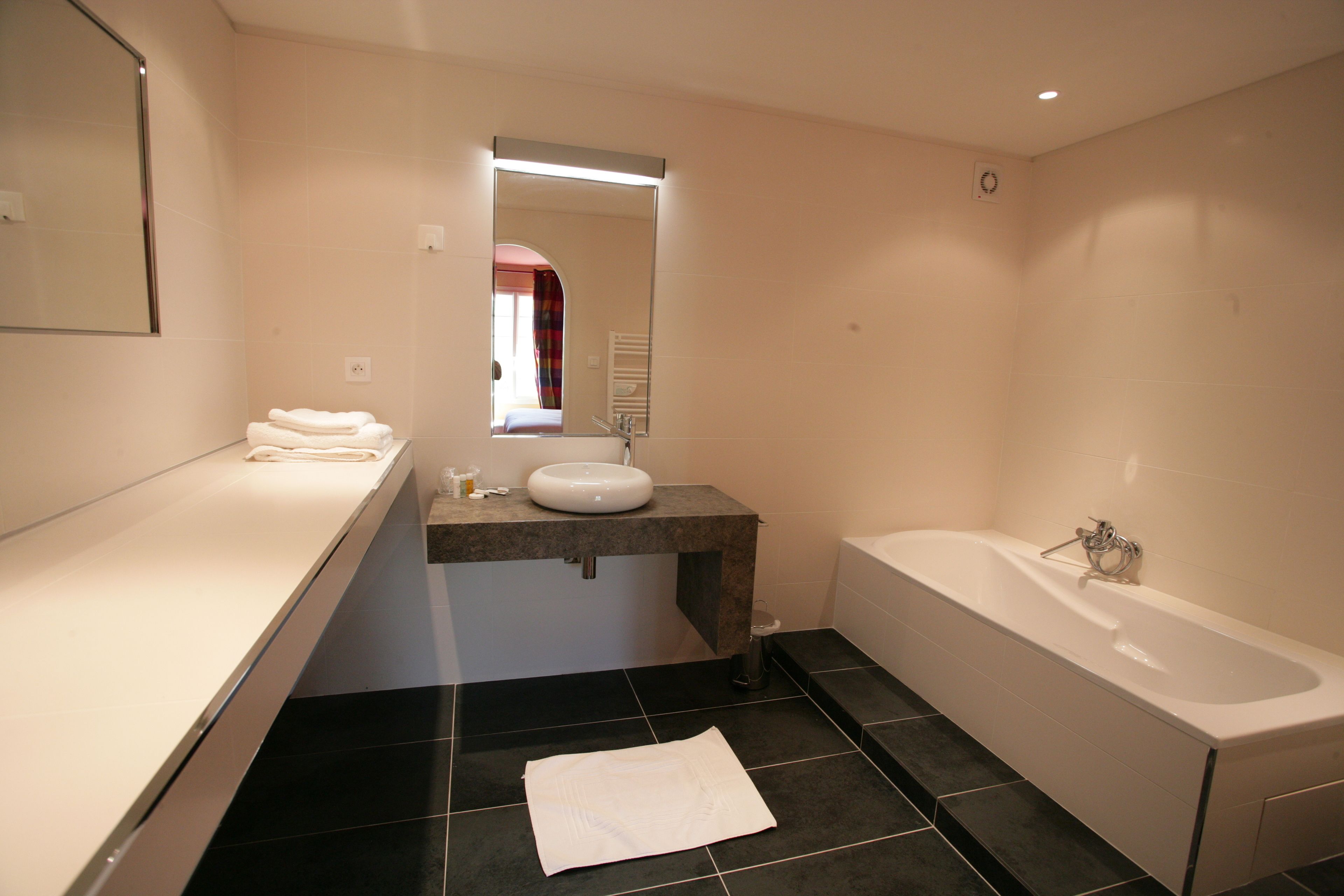 executive double room, 1 queen bed | bathroom | deep-soaking bathtub, rainfall showerhead, free toiletries, hair dryer