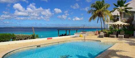 Outdoor pool, pool loungers