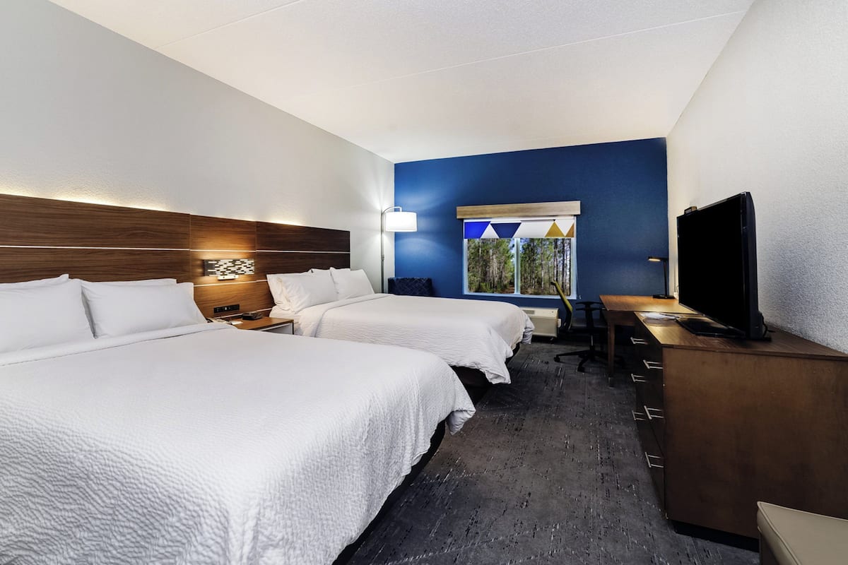 In-room safe, desk, iron/ironing board, cribs (free)