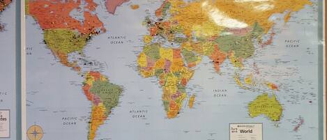 A world map with country borders and names.