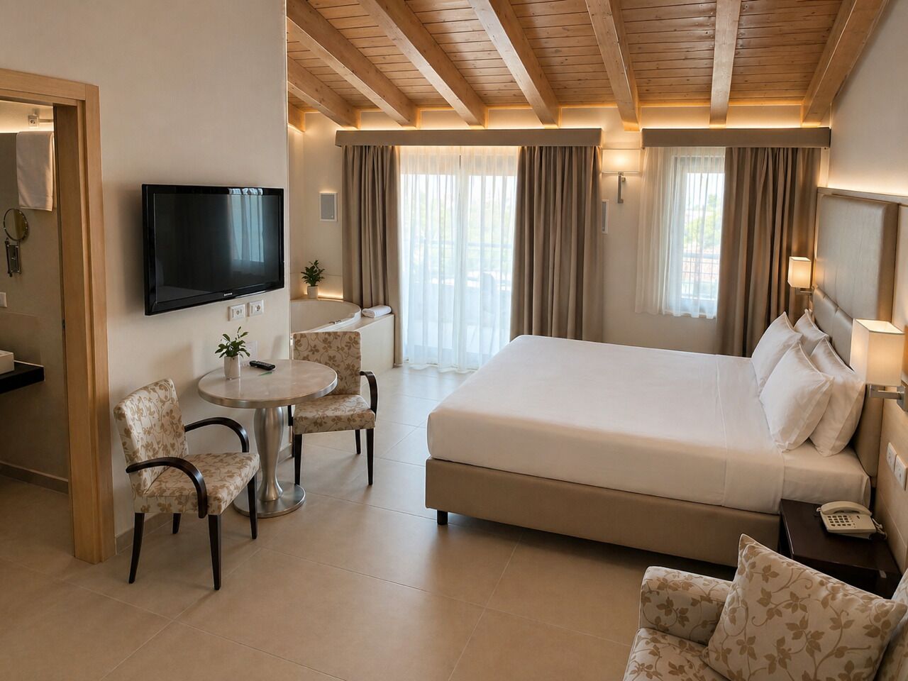 Suite, Lake View | Minibar, in-room safe, blackout curtains, iron/ironing board