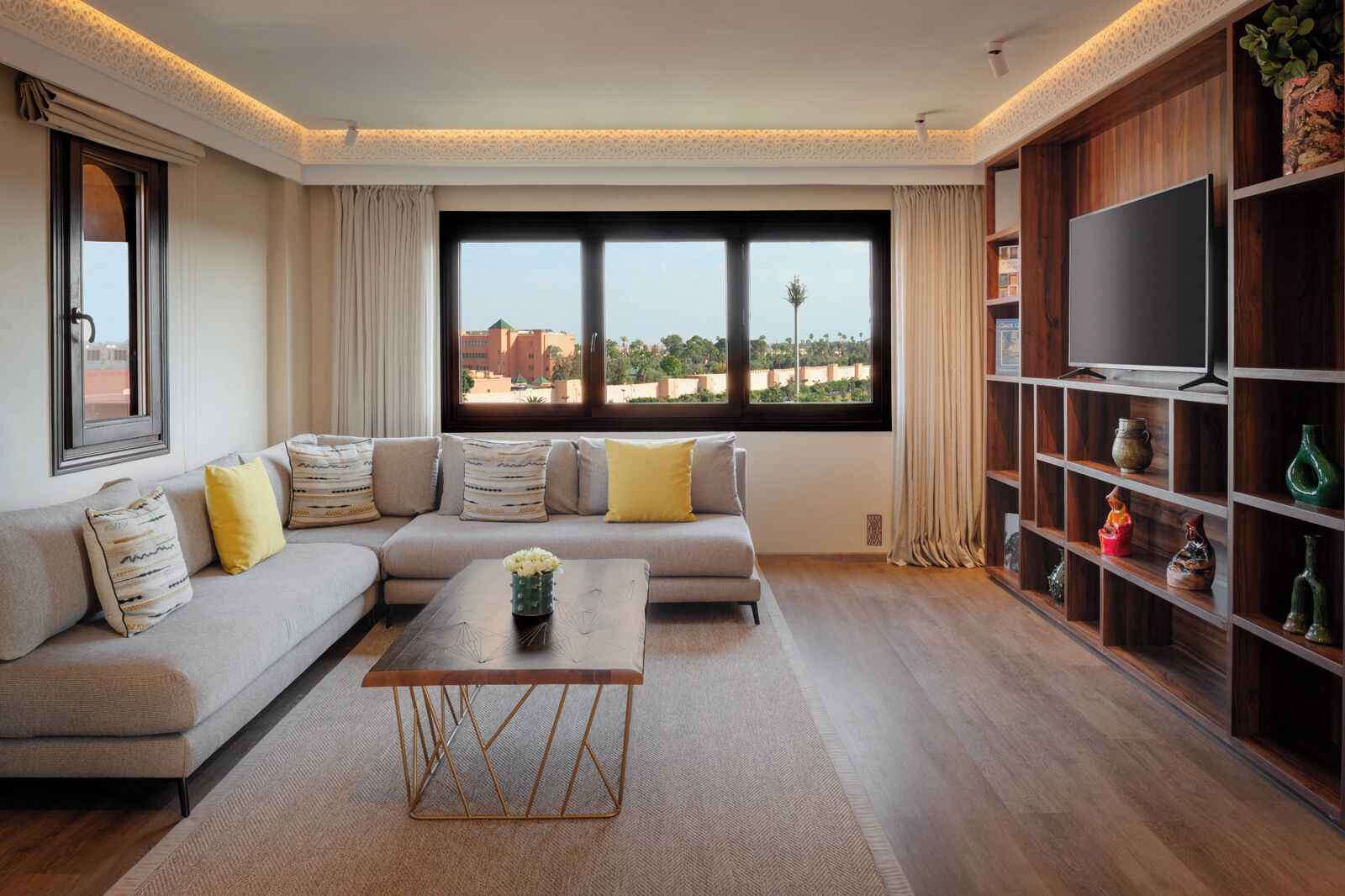 deluxe suite | living area | tv