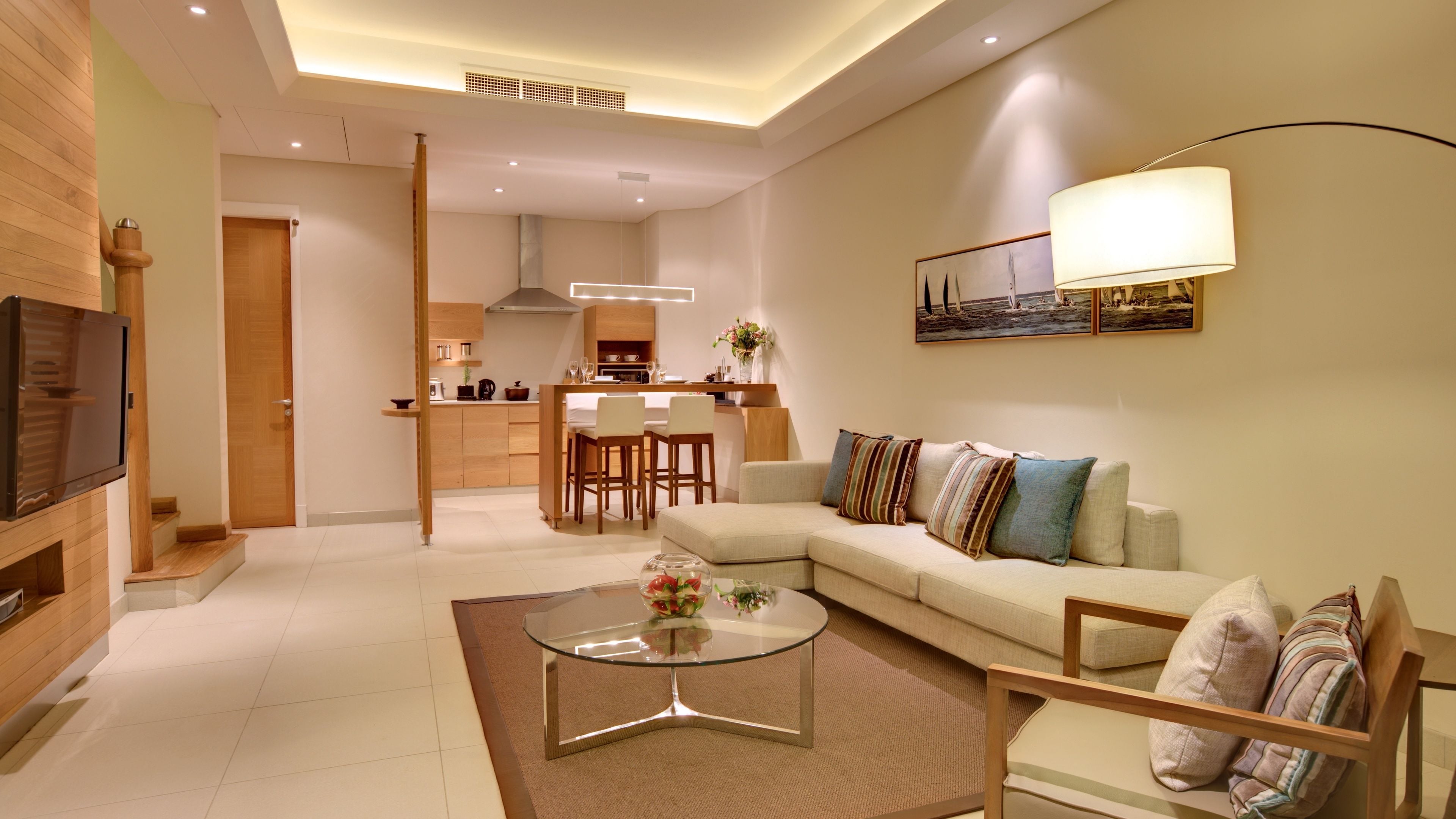 duplex (le suffren apart'hotel ) | living room | 49-inch smart tv with cable channels, tv