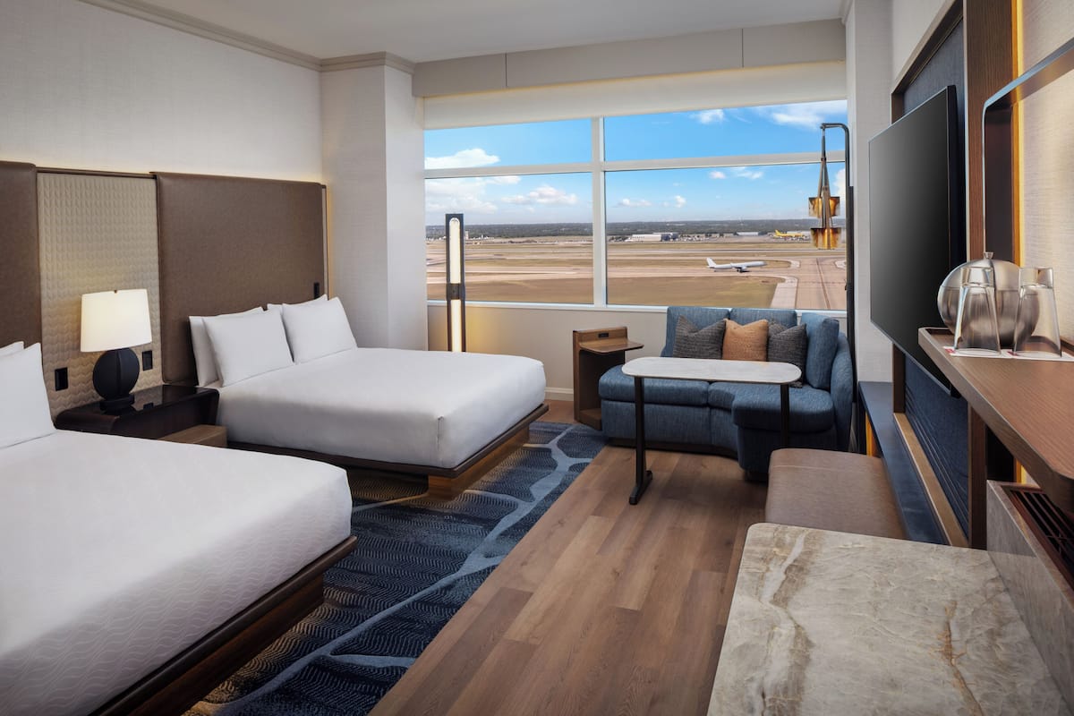 Room, 2 Queen Beds (Runway View) | Premium bedding, down duvets, pillow-top beds, minibar