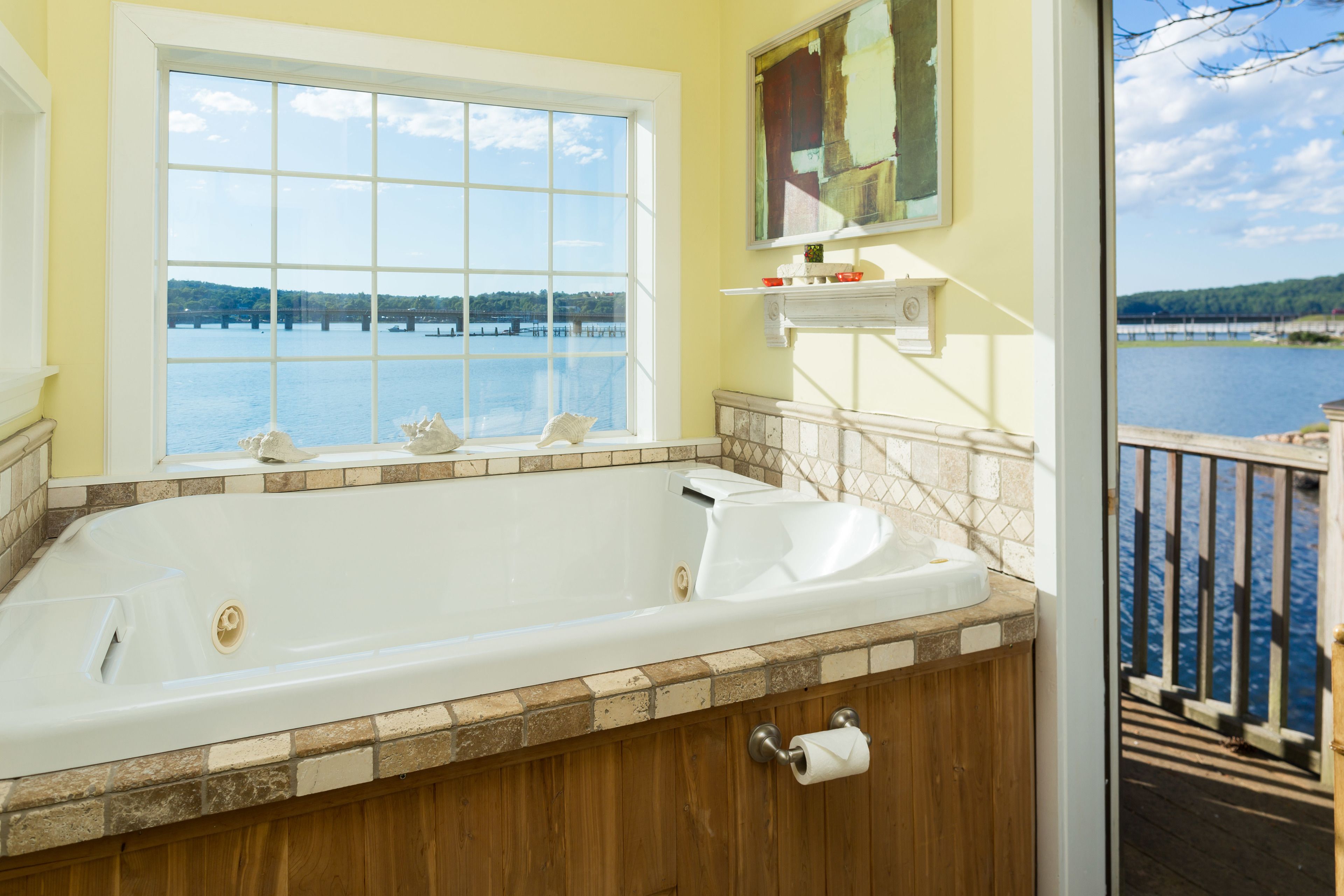 premium cottage, 2 bedrooms, kitchenette, river view | jetted bathtub