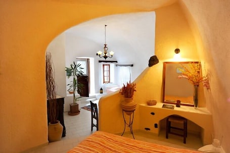 Cave Apartment | Living area | 32-inch TV with satellite channels. Kavalari Hotel - Adults Only