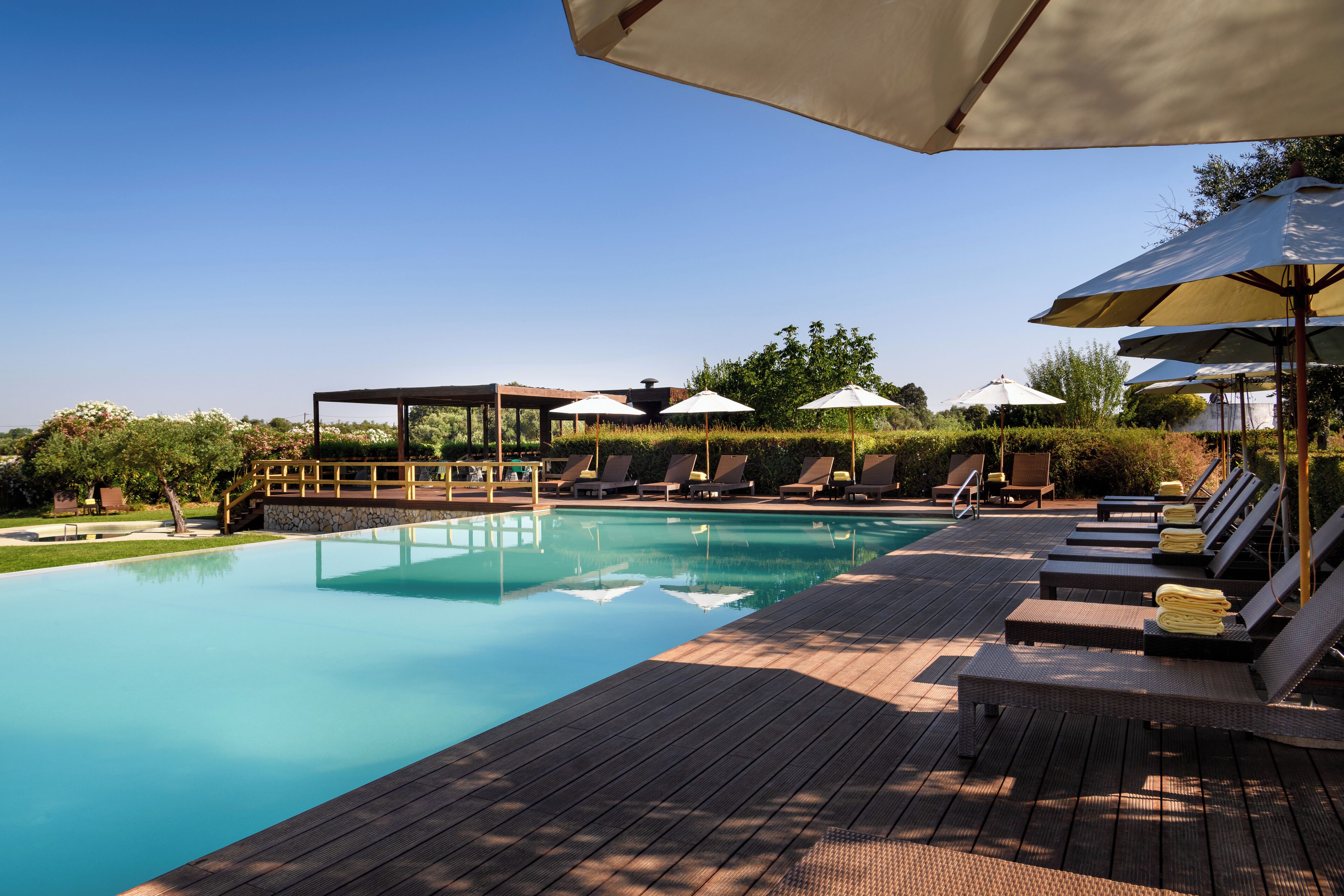 Indoor pool, outdoor pool, pool loungers