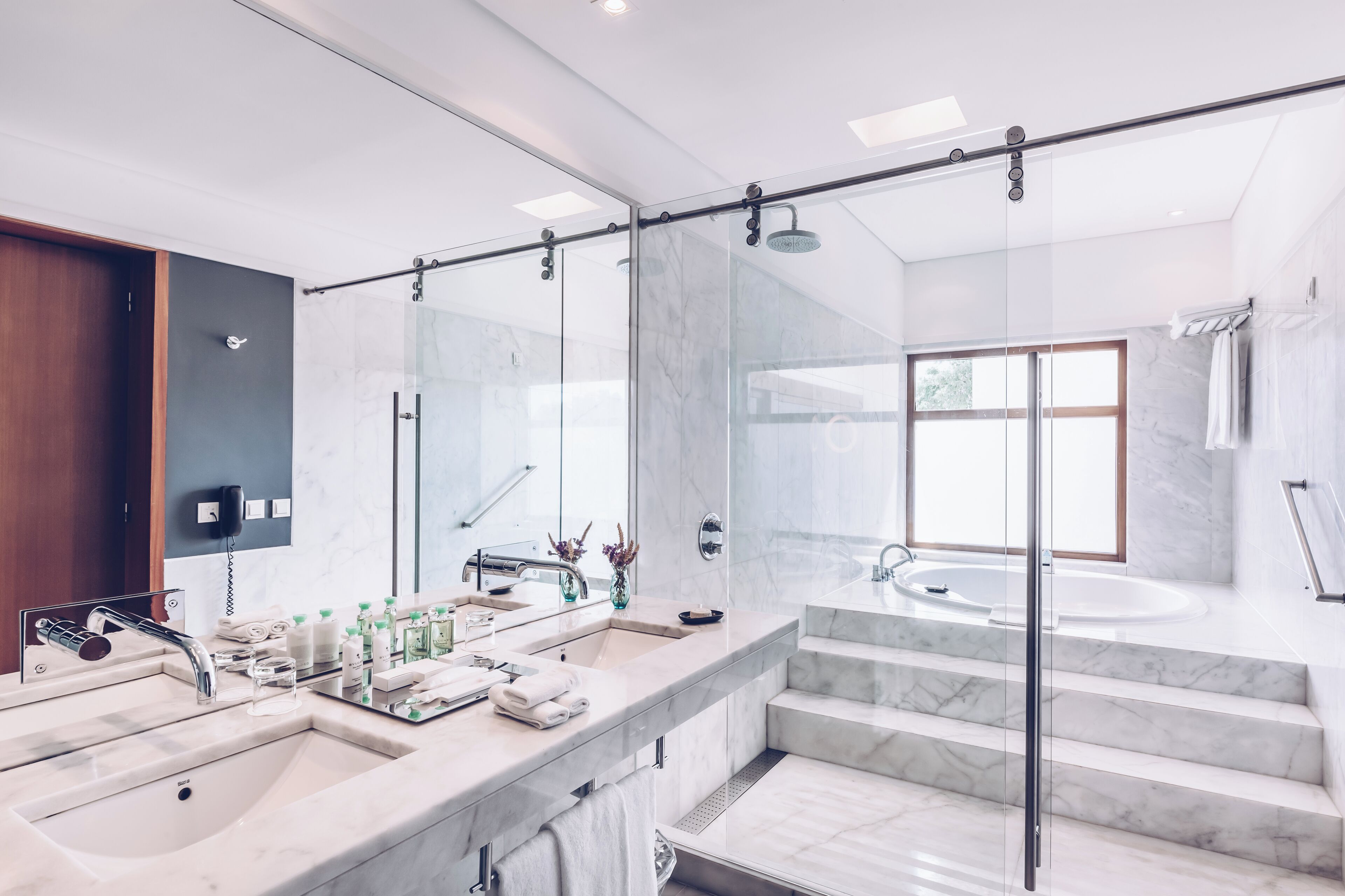 Grand Deluxe Design Double Room | Bathroom | Separate tub and shower, rainfall showerhead, hair dryer, bathrobes