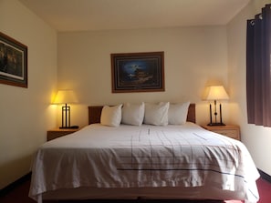 Desk, free WiFi, bed sheets, alarm clocks